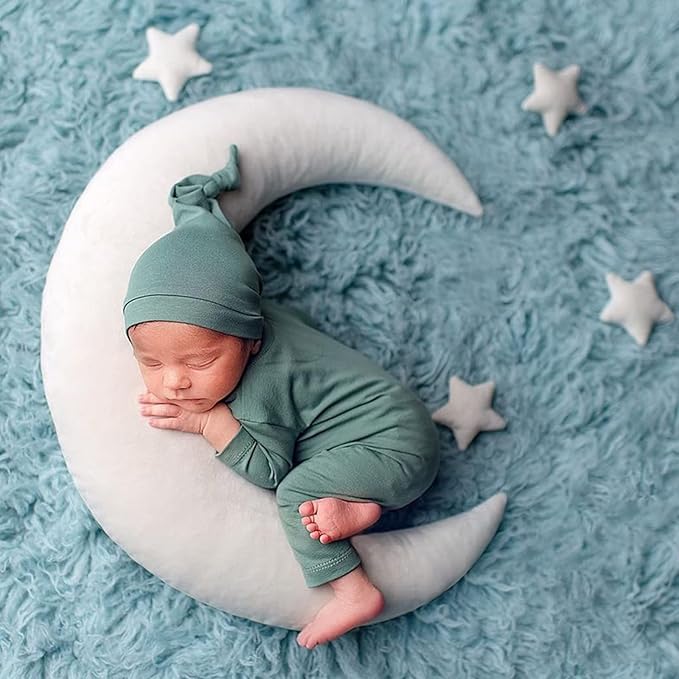 IGMaryBox Baby Moon Star Pillow Newborn Posing Pillow Newborn Photography Posing Pillows Infant Photography Props Set (White)