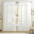 Dreaming Casa White Sheer Curtains 96 Inches Long, Rod Pocket & Back Tab Light Filtering Textured Sheers for Living Room Bedroom, 2 Panels, Each 100" W x 96" L