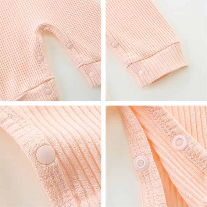 Baby Romper with Baby Mittens & Newborn Hats Footless Long Sleeve Solid Onesie Hi Im New Here