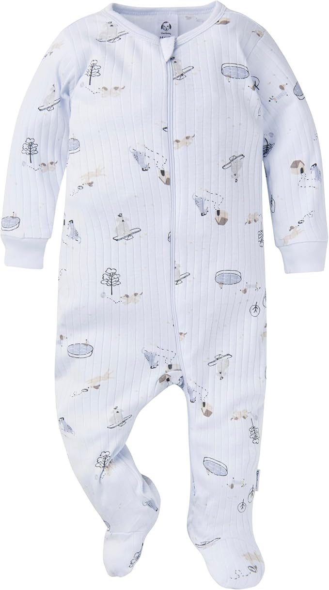 Gerber baby-girls Baby Unisex 2-pack 2-way Zip Textured Sleep 'N Play