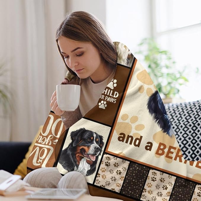 Bernese Mountain Dog Print Blanket Best Dog Pet Animal Throw Blankets for Couch Sofa Stuff Decor Gifts Lightweight Soft Cozy Fleece Plush Warm Flannel Bedding for Lover Man Woman Teen Adults 60"x80"