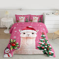 Feelyou Merry Christmas Bedding Set Soft for Boys Girls, Cute Llama Comforter Set Full Size Snowflake Duvet Quilt Microfiber Christmas Tree Bedroom Decor 3 Pcs with 2 Pillow Cases