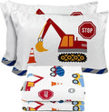 Sunny Side Up Construction Zone Full Sheet Set - 4 Piece Kids Bedding Set Includes Pillow Cover - Super Soft Trucks Microfiber Sheets