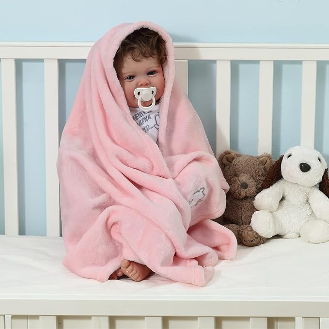 CREVENT 30''X40'' Light Cozy Plush Fluffy Warm Fleece Stroller Baby Blanket for Girl Infant Toddler Crib Cot Stroller, Baby Birthday Pink Sheep