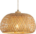 Bamboo Pendant Light Fixture One-Light Adjustable Boho Basket Handmade Woven Pendant Lighting for Kitchen Island Sink Farmhouse Dining Room