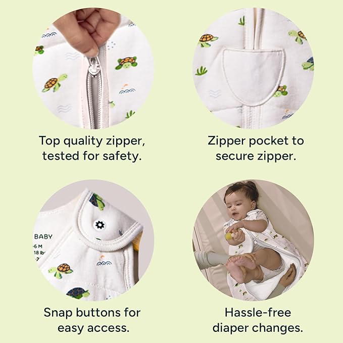 1.5 TOG Sleep Sack - Premium Organic Cotton, Soft, Breathable, Wearable Blanket for Newborns, Infants & Toddlers (0-6 Months), Unisex Baby Sleeping Bag, Gifts for Babies