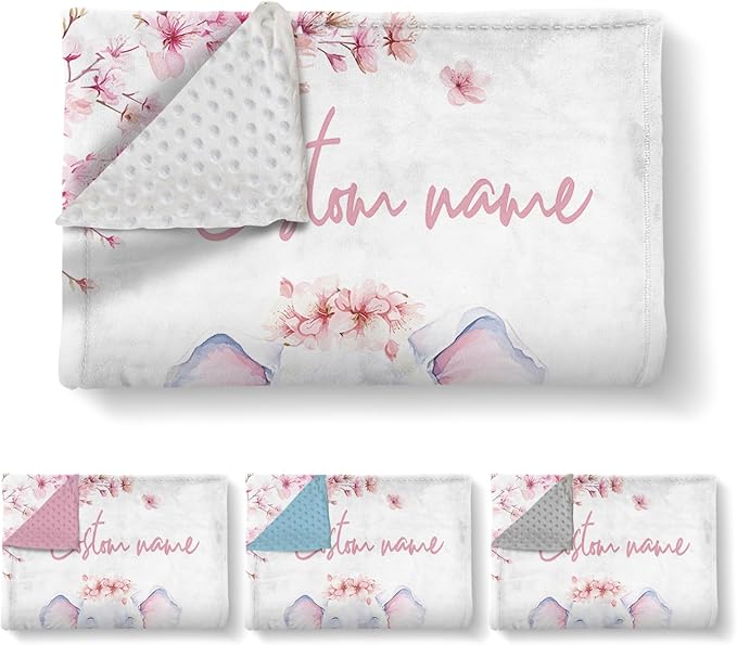 Custom Baby Crib Bedding Set, 3 Pcs Personalized Nursery Bedding Set with Name, Soft Baby Bedding Crib Sets with Blanket - Toddler Crib Sets for Girls Boys, Infant Newborn Gift, Flower Elephant