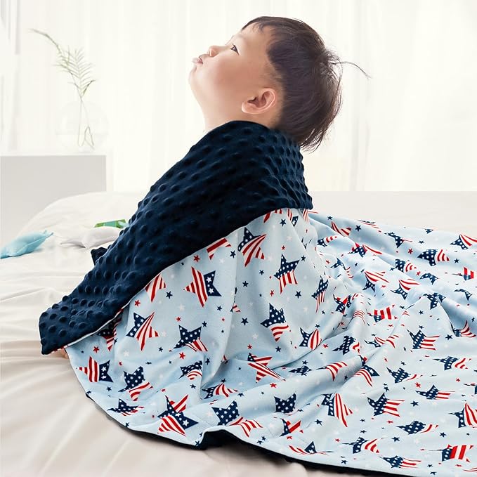 david's kids Micro Fleece Minky Baby Blanket for Boys Girls with Double Layer and Soothing Raised Dots, Breathable and Soft Lightweight Receiving Blanket for Newborns, 30x40 Inches, Flag