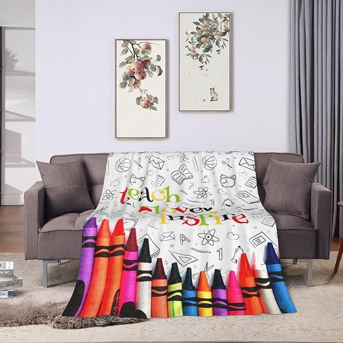 Teacher Blanket Best Teacher Throw Blanket Super Soft Flannel Lightweight Fluffy Plush Cozy Fuzzy Fleece Appreciation Decor Gifts Blanket for Dog Lover Kids Boys Adults Man for Bed Sofa 50"X60"