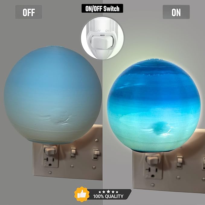 Neptune Night Lights | 4" Neptune Night Lamp LED Light | 3D Solar System NightLight, Planet Home Décor, Space Nursery, Kids Room, Space Gift, Birthday Gifts, Bedroom Decorations