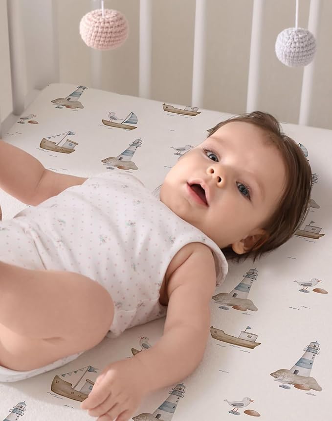 Crib Sheets for Boys and Girls, 2 Pack Fitted Baby Sheets for Standard Toddler Mattress 28" x 52", Soft Breathable Jersey Knit Baby Bedding (Elephant Dream)