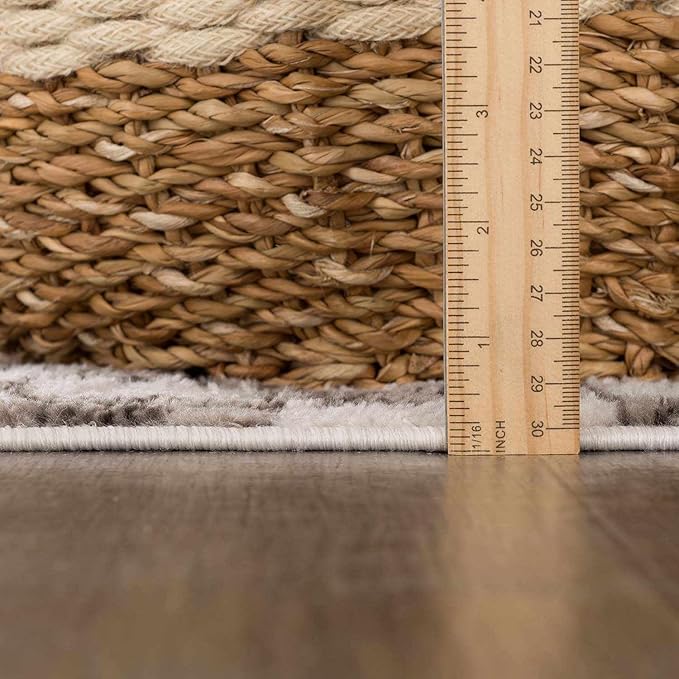 Hauteloom Benjy Living Room, Checkered Bedroom Area Rug - Farmhouse - Cream, Charcoal - 5'3" x 7'