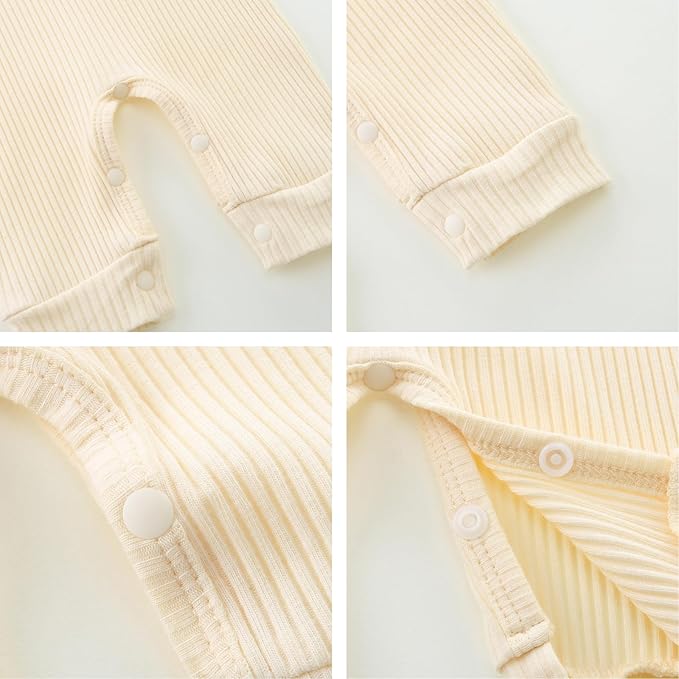 Baby Romper with Baby Mittens & Newborn Hats Footless Long Sleeve Solid Onesie Hi Im New Here