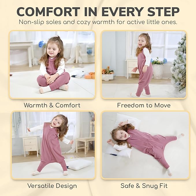 Mama Cheetah Toddler Sleep Sack with Feet 4T-5T, 1.0 TOG Organic Cotton Baby Wearable Blankets with Legs, Baby Sleeping Bag for Walkers, Early Walker X-Large