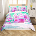Feelyou Merry Christmas Comforter Cover Set Christmas Tree Snowman Duvet Cover Set for Kids Boys Girls Bedroom Bed Decor Xmas Christmas Purple Bedding Set Toddler Size Soft Quilt Cover,No Comforter