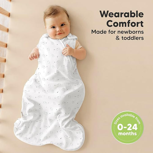 2-Pack Organic Baby Sleep Sacks, 100% Cotton - Soft & Breathable 0.5TOG Baby Wearable Blanket, Toddler Sleeping Sack 18-24 months, Easy to Wear Transitional Swaddles for Newborns, Infants (Bunnies, L)