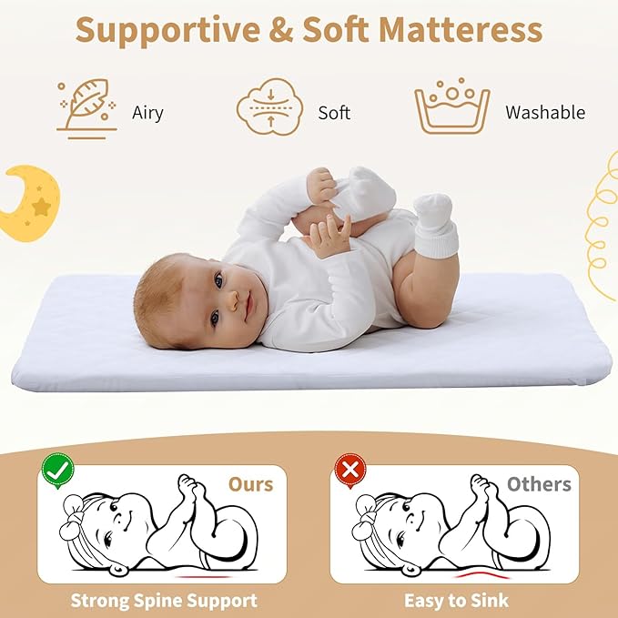 3 in 1 Baby Bassinet, 6 Height Adjustable Bedside Bassinet for Baby, Bassinet Bedside Sleeper with Comfy Mattress and Lockable Wheels, Rocking Crib for Newborn, Wood and Grey