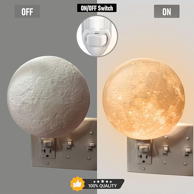 Moon Night Lights | Night Lamp LED Light | 3D Solar System NightLight, Planet Home Décor, Space Nursery, Kids Room, Space Gift, Birthday Gifts, Bedroom Decorations (Moon, 6 Inch)