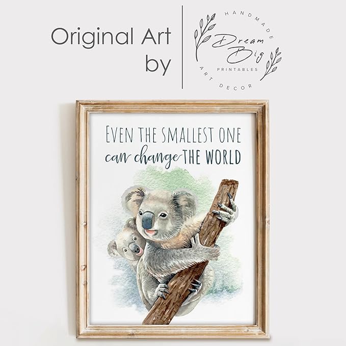 DREAM BIG PRINTABLES Koala Parent and Child Wall Art Print - Unframed - 11x14 | Inspirational Quote - Motivational Wall Art - Nursery Decor for Boys Room or Girls Room | Unisex Newborn Baby Gift