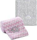 CREVENT 2Pcs 30''X40'' Cute Cozy Fluffy Warm Baby Blankets for Infants Toddlers' Bedding Crib Cot Stroller - Grey Cloud + Elephant