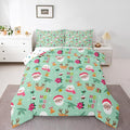 Feelyou Christmas Decor Bedding Set Soft for Boys Girls, Happy New Year Comforter Set Queen Size Santa Claus Duvet Quilt Microfiber Bedroom Decor 3 Pcs with 2 Pillow Cases