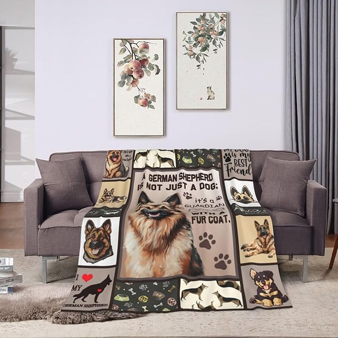 German Shepherd Decor Blanket German Shepherd Gifts Throw Blanket Super Soft Flannel Lightweight Fluffy Plush Fuzzy Fleece Blanket for Dog Lover Girl Woman Boys Kids Adults Man for Bed Sofa 40"X50"