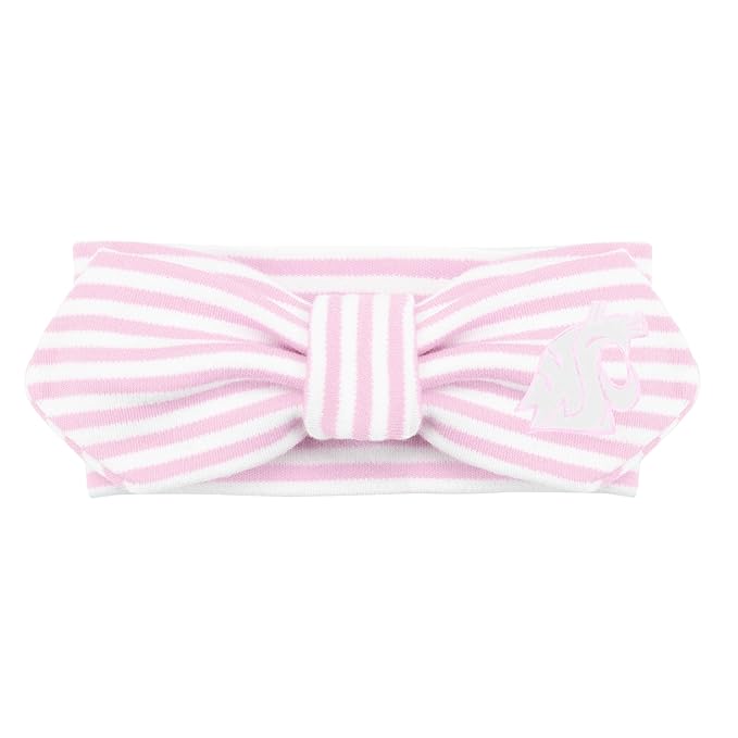 Creative Knitwear Washington State Cougars Infant Girls Pink/White Striped Hair Knot Headband Embroidered Logo - Size Newborn - 4T