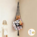 Stuffed Animal Hammock Corner Net with LED Light Plushies Storage Hammock for Stuffed Animals Boho Room Decor Macrame Wall Decor