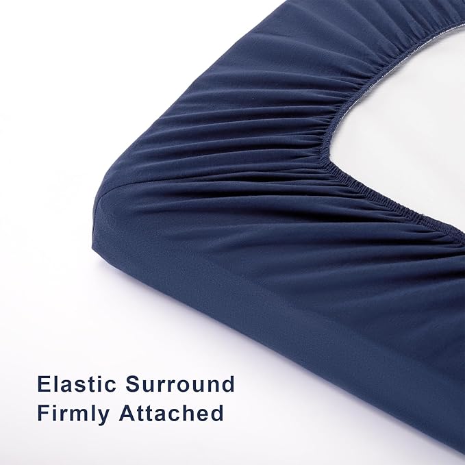 TILLYOU Changing Pad Cover Set in Soft Jersey Material - Fits 32"/34''x16 Contoured Pad for Babies, Navy Blue & Lt Gray