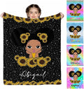 Personalized Blankets with Name for Girls Print Blanket Flannel Personalized Gifts for Girl Daughter Mom Grandma Super Soft Throws and Blankets Black Girl Blanket Birthday Gift