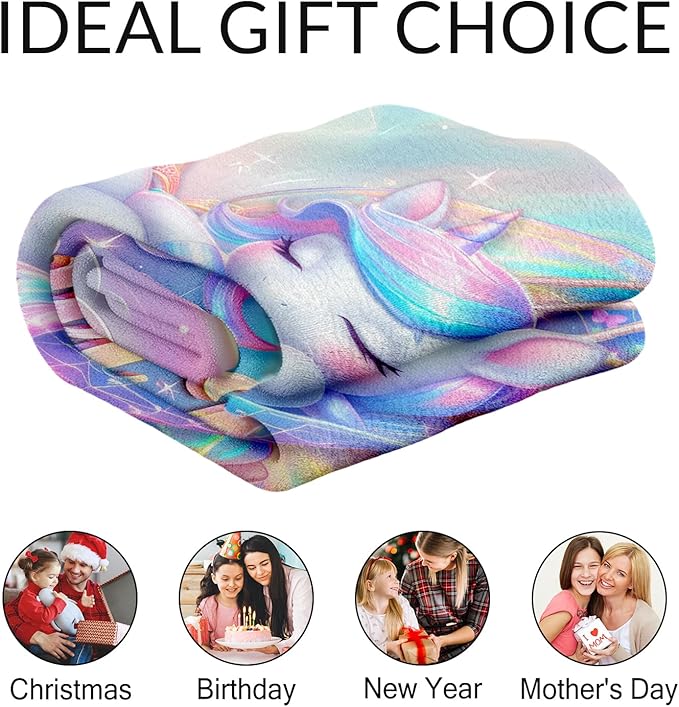 Personalized Kids Blanket for Girls - Unicorn Blankets Gifts for Girl - Cute Toddler Throw for Crib, Chair