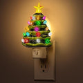 DORESshop Ceramic Christmas Tree Night Light, 3000K Night Lights Plug into Wall, Cute & Funny Christmas Decor Night Light for Kids, Plug in Nightlight with 360° Rotatable, Holiday Party Decor, 1 Pack