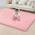 ACOMOPACK Baby Play Mat for Floor 1.3" Thick Memory Foam Play Mats 71"×79" Tummy Time Crawling with Non-Slip Bottom for Living Room,Nursery,Soft Velvet Playpen for Kids,Infants（Pink）