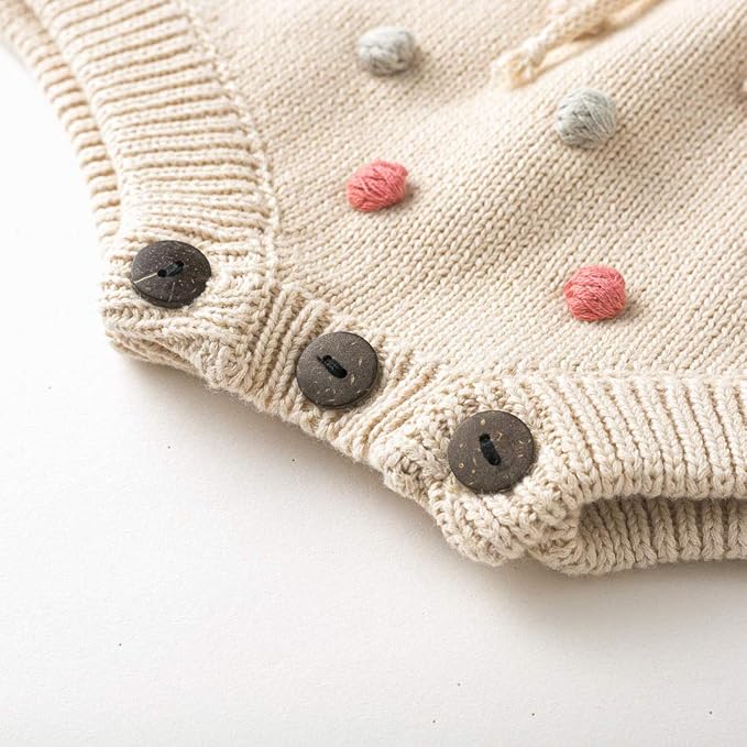 Simplee kids Baby Girl Knit Romper Fall Sleeveless Pompoms Rompers Newborn Little Girl Overall Jumpsuit Outfits
