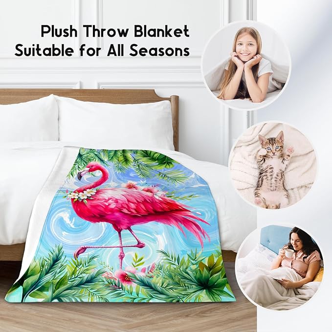 Girls Blanket Flamingo Blankets Gifts - Flannel Soft Throws for Room Decor/Bed - 50"x60"