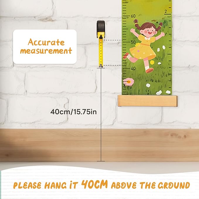 Personalized Name Growth Chart Wall Decor for Kids – Canvas Removable Height Chart Measuring Ruler 59" x 7.9" (Sun Sunflower)