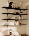 12x60 Inch Rustic Wood Floating Shelves 4-Pack - Farmhouse Black Wall Shelves with 100 lbs Capacity, Easy Installation for Living Room, Kitchen, Bathroom