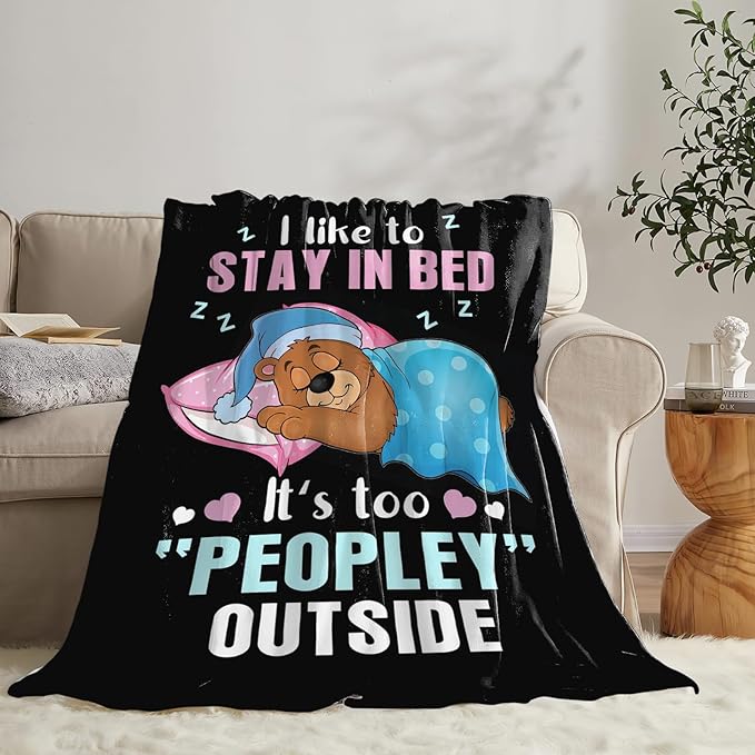 Funny Bear Throw Blanket Bear Gifts for Girls Boys Women Men Kids Adults Soft Flannel Fleece Blanket for Couch Sofa Bed Home Decor 60"x80"