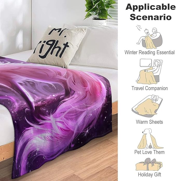Pink Fox Throw Blanket Fox Blankets Gifts for Couch Sofa Bed Stuff Decor Soft Cozy Lightweight Fleece Flannel Bedding for Lover Men Women Girls Adults 60"x80"
