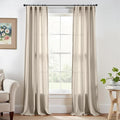 jinchan Linen Blend Clost Curtains 90 inch Length 2 Panels for Bedroom Bathroom, Farmhouse Country Cottage Core Style 38 inch Wide Drapes with Rod Pocket Back Tab(38W x 90L, Oat)