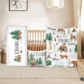 Custom Crib Bedding Set - Woodland Animals Design Personalized Name Baby Nursery Bedding 3 Pcs Set - Chic Soft Blanket, Sheet, Pillowcase for Newborns Boys Girls Gifts Color21