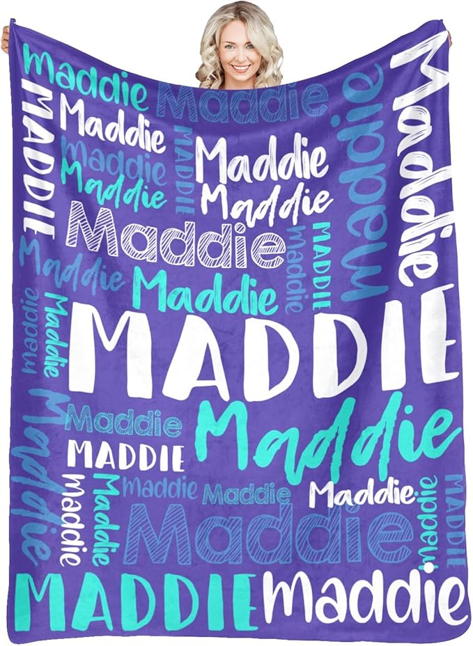 Dr.TOUGH Personalized Blankets with Name Customized Baby Blankets for Girls Boys Adults Monogrammed Blankets and Throws Christmas Birthday Mothers Fathers Valentines Day Gift (Pink-Blue,60''×80'')