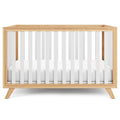 Comfy Cubs Baby Crib for 0 to 3 Years - Adjustable Mattress Height, Natural Wooden Crib for Baby, Elegant Nursery Furniture - 80 lbs Capacity Nursery Bed - White Bars with Natural Wood Frame and Legs