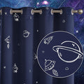 Vangao Navy Blue Kids Curtains for Boys Bedroom Space Theme Blackout Curtains for Kids Nursery Girls Room 63 Inches Length Silver Foil Print Drapes Grommet Top Window Treatments Set 2 Panels