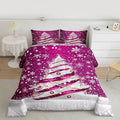 Feelyou Merry Christmas Bedding Set Soft for Boys Girls, Christmas Tree Comforter Set King Size Snowflake Duvet Quilt Microfiber Winter Bedroom Decor 3 Pcs with 2 Pillow Cases