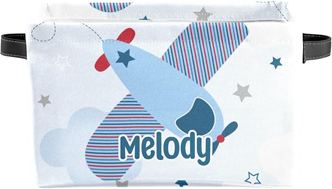 Deven Airplane Star Personalized Large Storage Baskets for Organizing Shelves with Handle,Closet Decorative Storage Bins for Bathroom,Nursery,Home