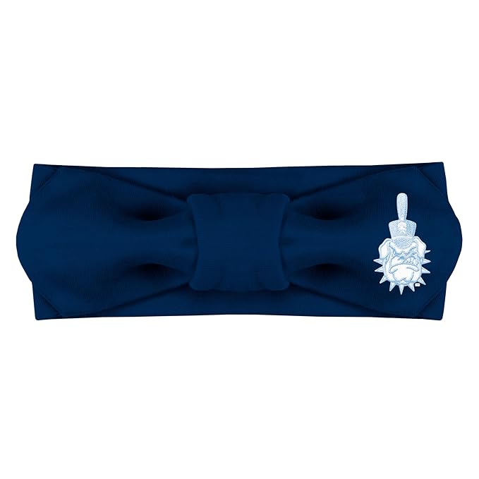 Creative Knitwear The Citadel Bulldogs Infant Girls Navy Solid Hair Knot Headband Embroidered Logo - Size Newborn - 4T