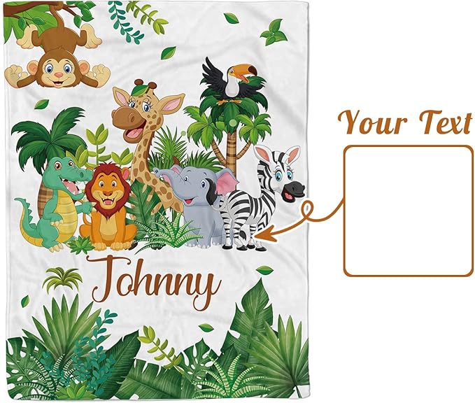 Personalized Baby Blanket with Name, Customized Blanket for Newborn Boys Girls, Woodland Animals Flannel Baby Name Blanket with Dotted Backing, Receiving Swaddle, Gifts for New Parents(30”x40)