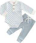 Newborn Baby Boy Girl Clothes Ribbed Knitted Cotton Long Sleeve Romper Long Pants Solid Color Fall Winter Outfits