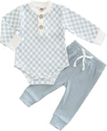 Newborn Baby Boy Girl Clothes Ribbed Knitted Cotton Long Sleeve Romper Long Pants Solid Color Fall Winter Outfits